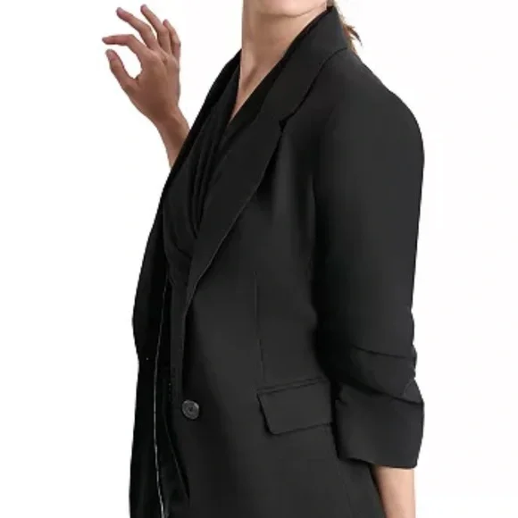 NWT DKNY Ruched-Sleeve Blazer - Picture 3 of 7